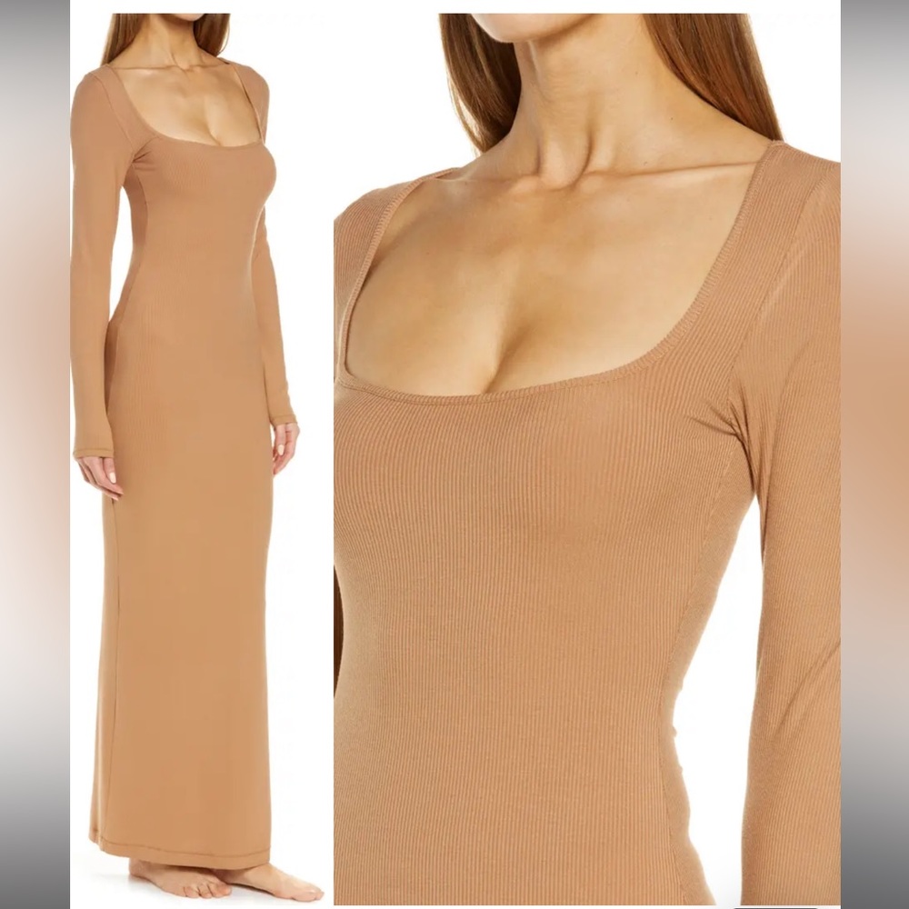 SKIMS Lounge Long Sleeve Slip Dress